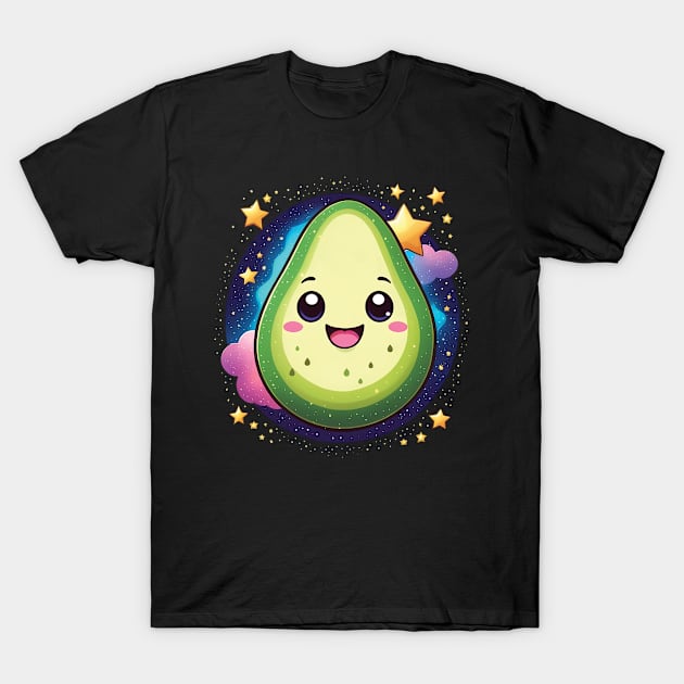 Kawaii Avocado in the Sky among Stars T-Shirt by ArtfulTat